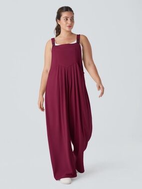 Halara Waffle Plus Size Overalls Anemone Sleeveless Wide Leg Jumpsuit
